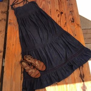 Boho tiered denim maxi dress!